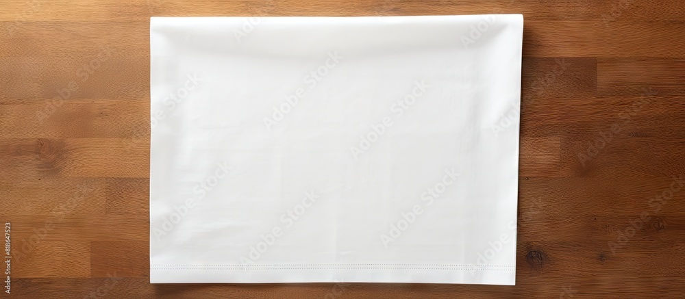Fototapete A minimalistic top down perspective of a white kitchen napkin placed on a table with no objects nearby The napkin is neatly folded creating ample blank space for customization
