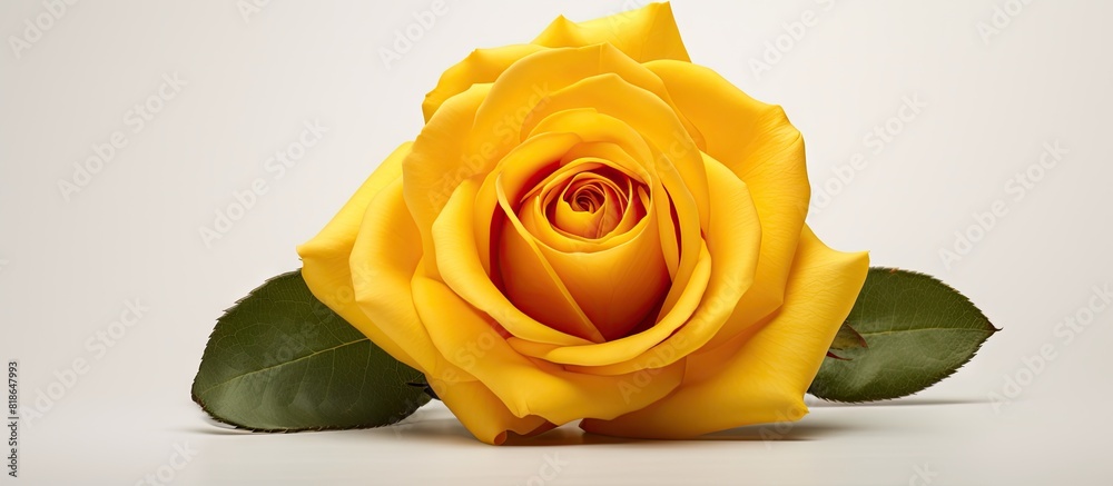 Poster isolated on a white background there is a copy space image of a yellow rose flower head