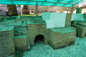 Ruins of ancient hammam in Samarkand, Uzbekistan and ancient city on the silk road.