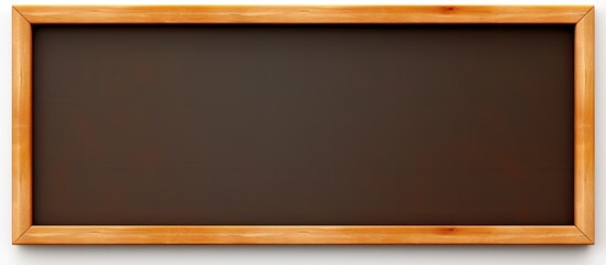A blackboard and pencil made of wood are positioned alone on a white background allowing for a copy space image