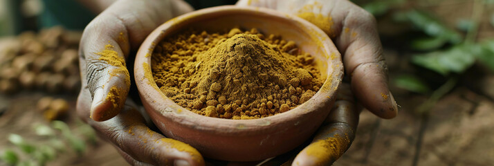 Ayurvedic practitioner preparing herbal remedies, ancient healing traditions for holistic well-being.