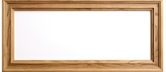 A wooden frame stands alone isolated against a white background invitingly offering a space for...