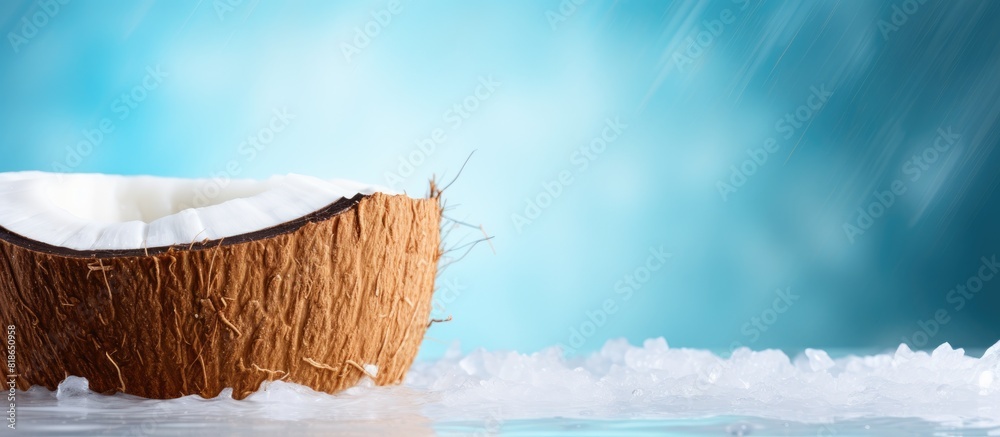 Aufkleber Coconut slice isolated on abstract backdrop with copy space image