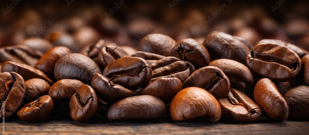 Aufkleber Coffee beans that have been roasted. with copy space image. Place for adding text or design