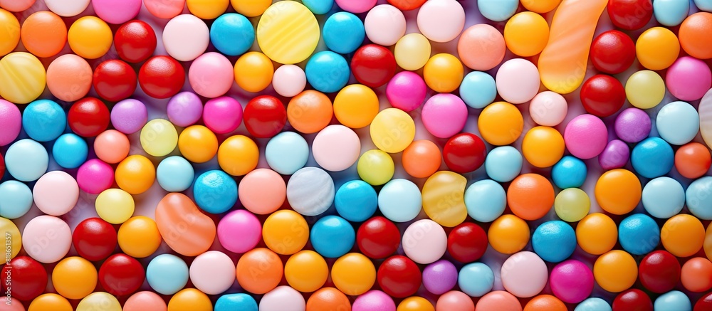 Poster A background image featuring a colorful candy pattern with ample space for adding text or images