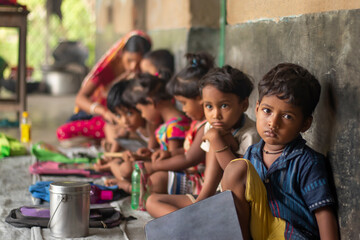 Anganwadi School Children studying at school in west bengal