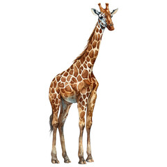 Obraz premium Watercolor illustration painting wildlife animal Giraffe isolated on transparent background.