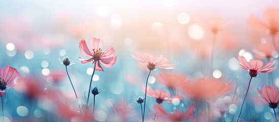 A beautiful copy space image featuring plants and flowers with a gentle blurred motion for a soothing background or wallpaper