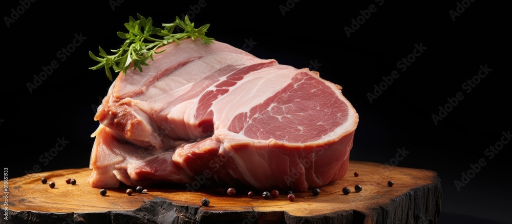 Poster a delicious copy space image of a pork ham that has been separated from its surroundings