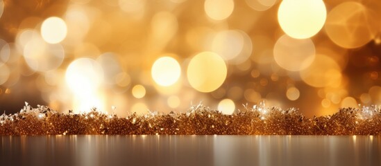 Elegant golden bokeh enhances the festive atmosphere of the Christmas decoration Include copy space image