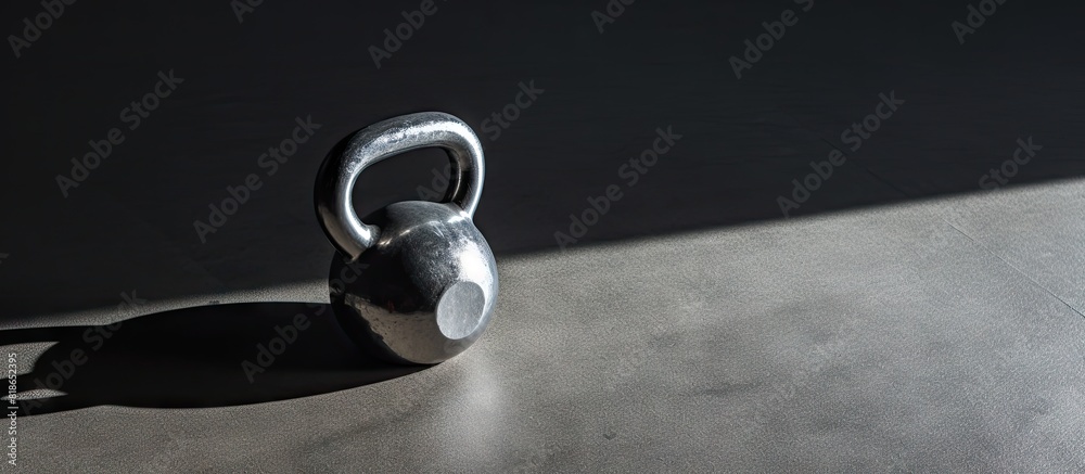 Leinwandbilder overhead view of a kettlebell with a distinct shadow creating a captivating copy space image