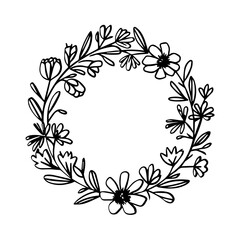 Hand drawn floral frames with flowers
