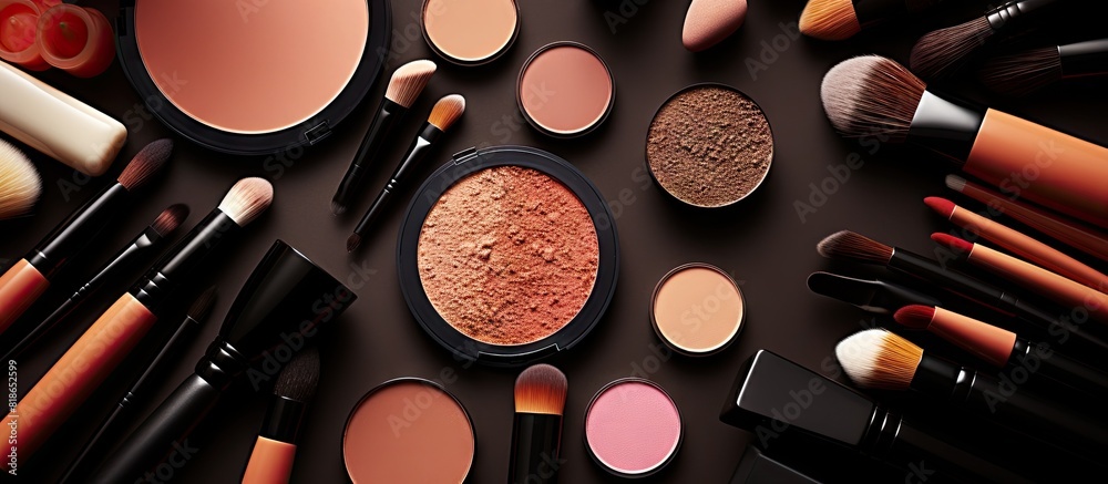 Poster Close up image featuring a collection of cosmetics tailored for professional make up artists Copy space available