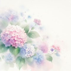 ふんわり水彩風紫陽花イラストイメージ Soft watercolor style hydrangea illustration image