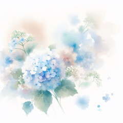 エレガントな水彩風紫陽花イラストイメージ 
 Illustration image of elegant watercolor style hydrangea