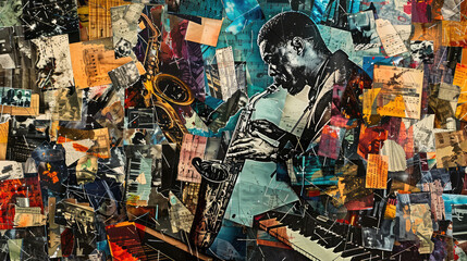 Fototapeta premium Music collage, AI generated Image