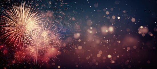 Fototapeta premium An abstract holiday background featuring fireworks at New Year with ample copy space
