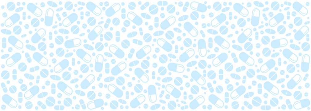 Seamless pattern with medicines, capsules, medicaments, drugs, pills and tablets. Medical pharmacy backgrounds and textures. Medicine  seamless pattern. Vector  illustration 