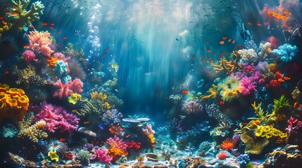 Fototapeta premium Vibrant Underwater Coral Reef Ecosystem