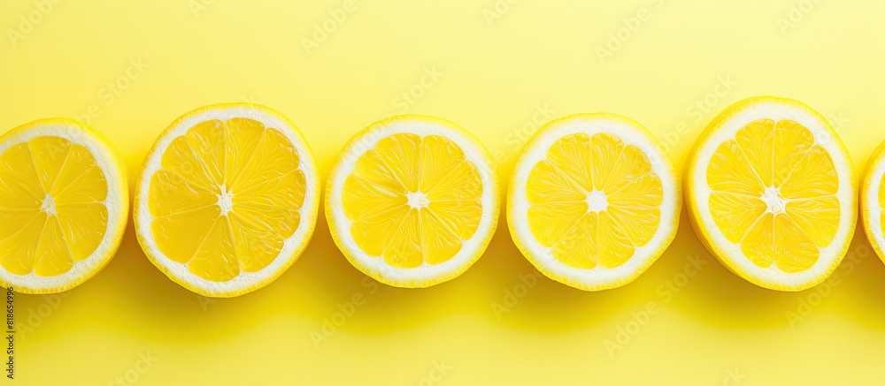 Poster A copy space image featuring sliced lemons set against a plain background