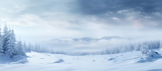 Obraz premium The image displays a close up view of a snowy background providing ample copy space