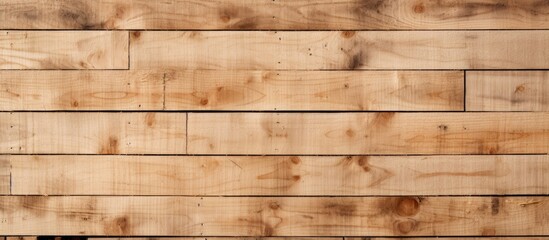 Fototapeta premium A close up top view of a wooden plank and chipboard background with an ample amount of timber planks covering the space for text editing Ideal for a copy space image