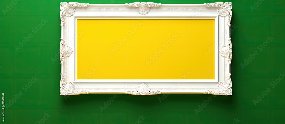 Aufkleber A copy space image of an empty white frame is set against a vibrant green and yellow background