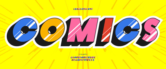 Font comics 3d style modern typography for decoration, infographics, video, promotion, logotype. vector 10 eps © Chikichirony