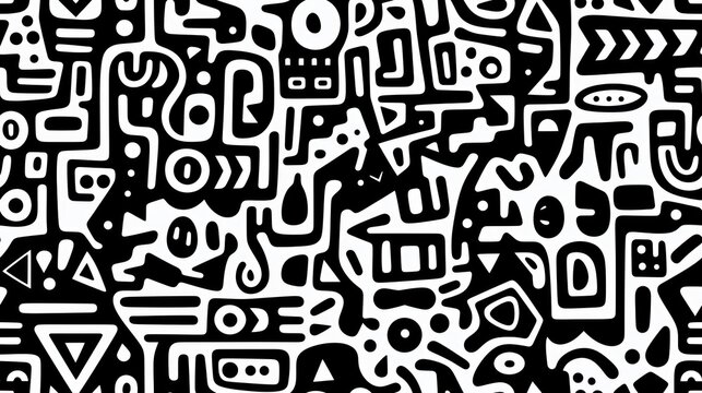 black and white pattern with shapes on it royalty free illustration geometric  intricate stenciled african tattoos ethnic seamless