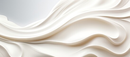 Obraz premium A close up image of a cream moisturizer with a wavy texture is showcased on a white background offering a copy space image in a horizontal banner format It is a beauty product for skin care 148 charac