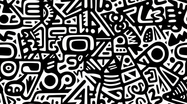 black and white pattern with shapes on it royalty free illustration geometric  intricate stenciled african tattoos ethnic seamless picture