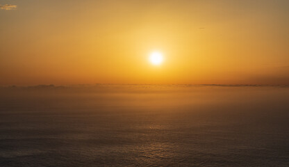Sunset above Atlantic Ocean from Ponta da Ladeira viewpoint in Madeira
