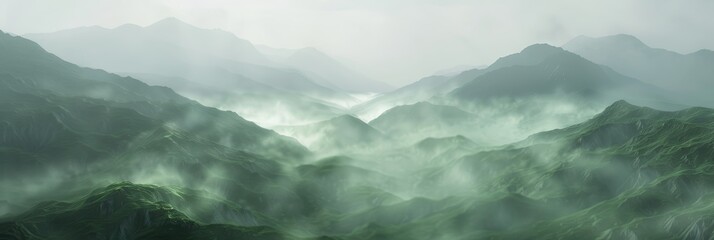 Foggy Mountain Landscape from Above Generative AI