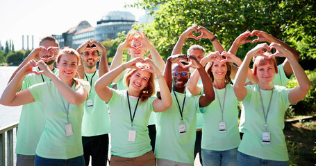 Diverse Young Charity Group Making Hearts