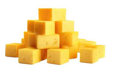 Explore a World of Flavorful Cheese Cube Possibilities Isolated on a Transparent Background PNG. - Powered by Adobe
