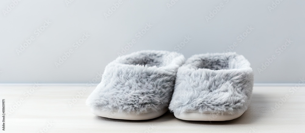 Aufkleber copy space image featuring a pair of soft slippers resting on a light grey background the slippers a
