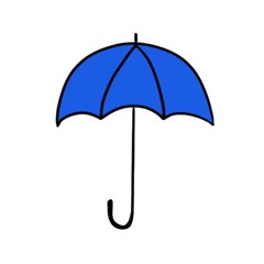 シンプルな青い傘