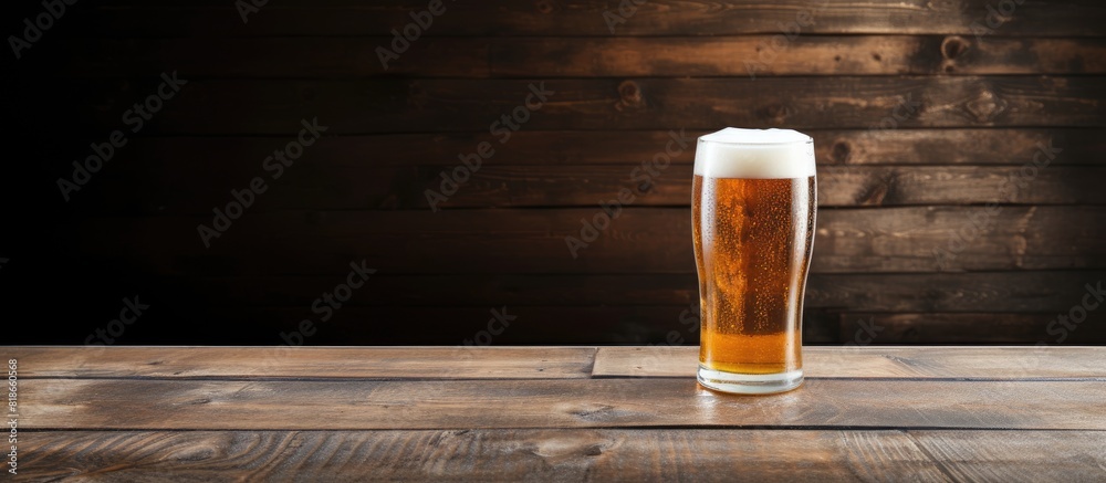 Aufkleber a copy space image features beer placed on a rustic wooden background