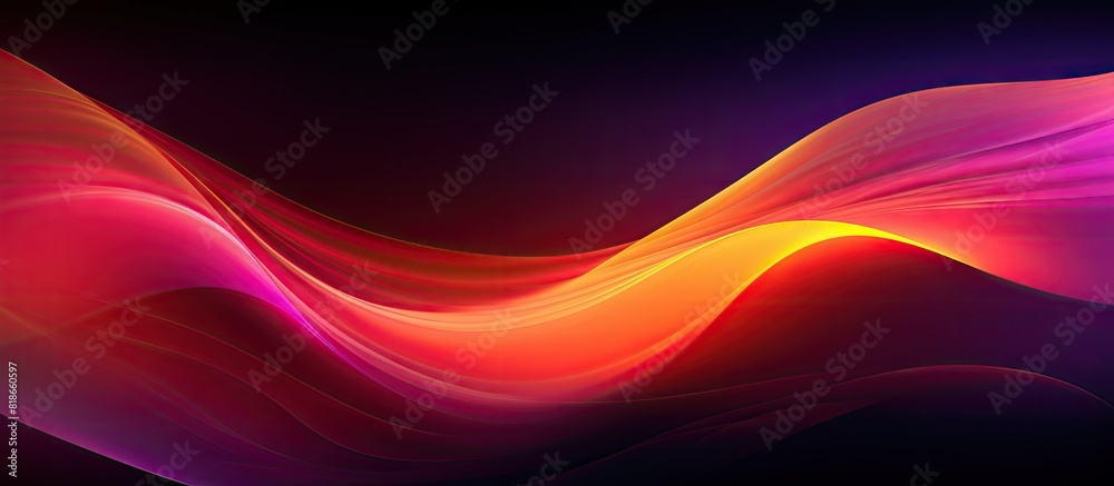 Poster A dark grainy texture adds depth to the abstract color gradient in the glowing purple red yellow orange and black design creating a perfect copy space image for a banner poster or cover