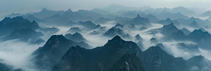 Breathtaking Aerial View of Chinese Mountains Generative AI