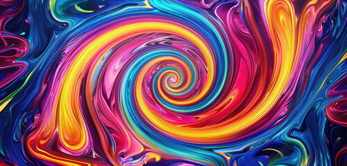 Vibrant neon swirls bright colors, psychedelic canvas.
