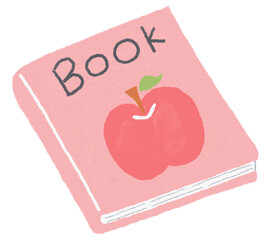 ピンクの表紙の絵本のイラスト_りんご