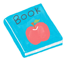 水色の表紙の絵本のイラスト_りんご