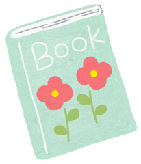 水色の表紙の絵本のイラスト_花