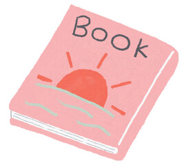 ピンク色の表紙の絵本のイラスト_太陽