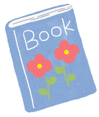 ラベンダー色の表紙の絵本のイラスト_花