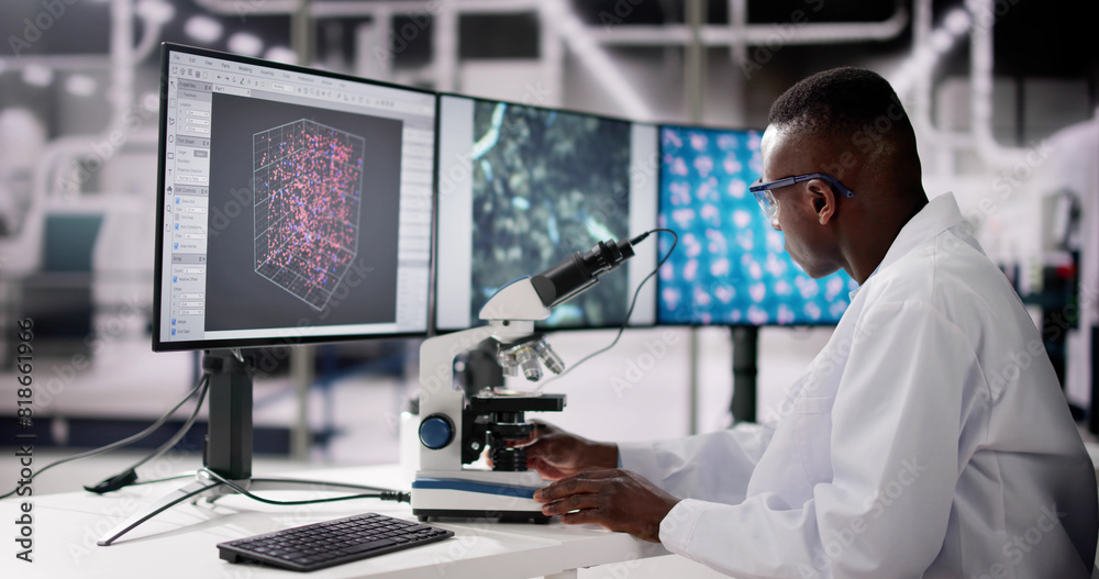 Leinwandbilder research lab scientist using computer