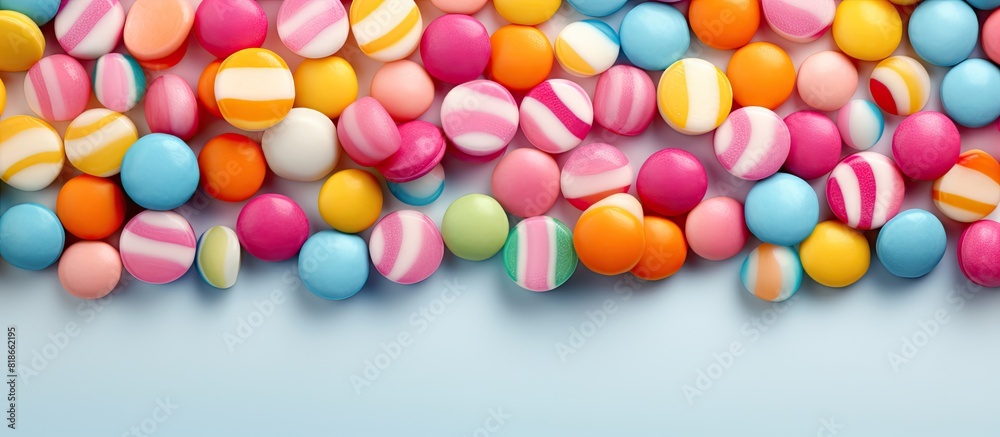 Poster A background image featuring a colorful candy pattern with ample space for adding text or images