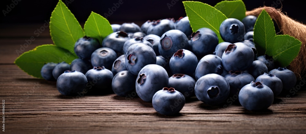 Aufkleber A copy space image of fresh blueberries is captured in a studio setting against a wooden background