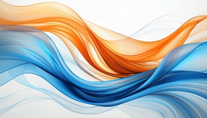 Fototapeta premium Stylish Blue and Orange Smooth Lines on White